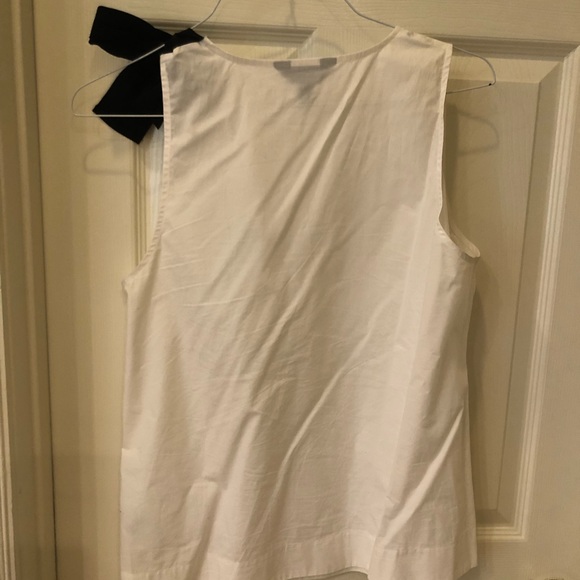 J. Crew Tops - White top black bow tie on shoulder J Crew